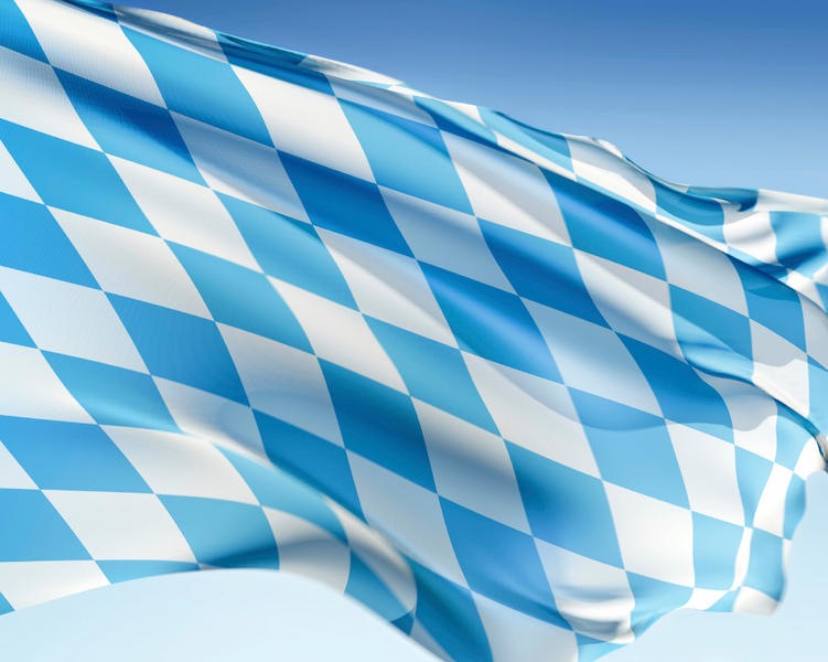Bayern Fahne mit Stab, blau/weiße Rauten, ca. 15x23cm, für